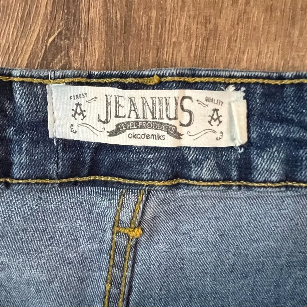 Akademiks Jeanius Retro Acid Washed Jean Shorts Zip Pockets Sz 50